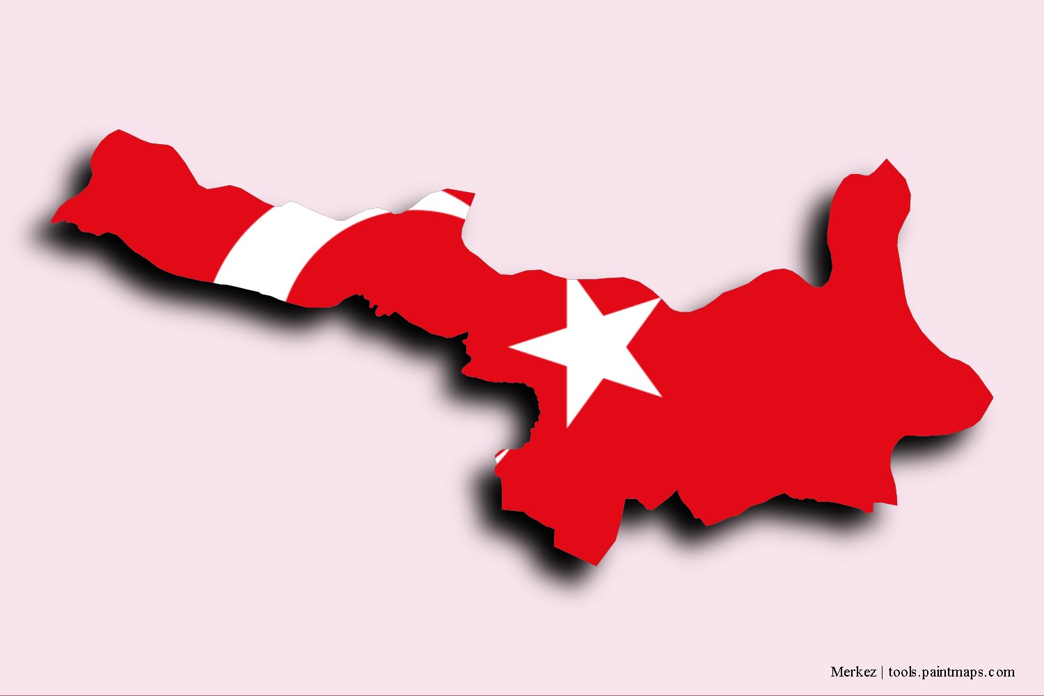 flag map of Merkez with 3D shadow effect