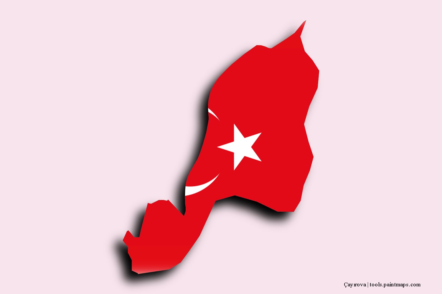 flag map of Çayırova with 3D shadow effect