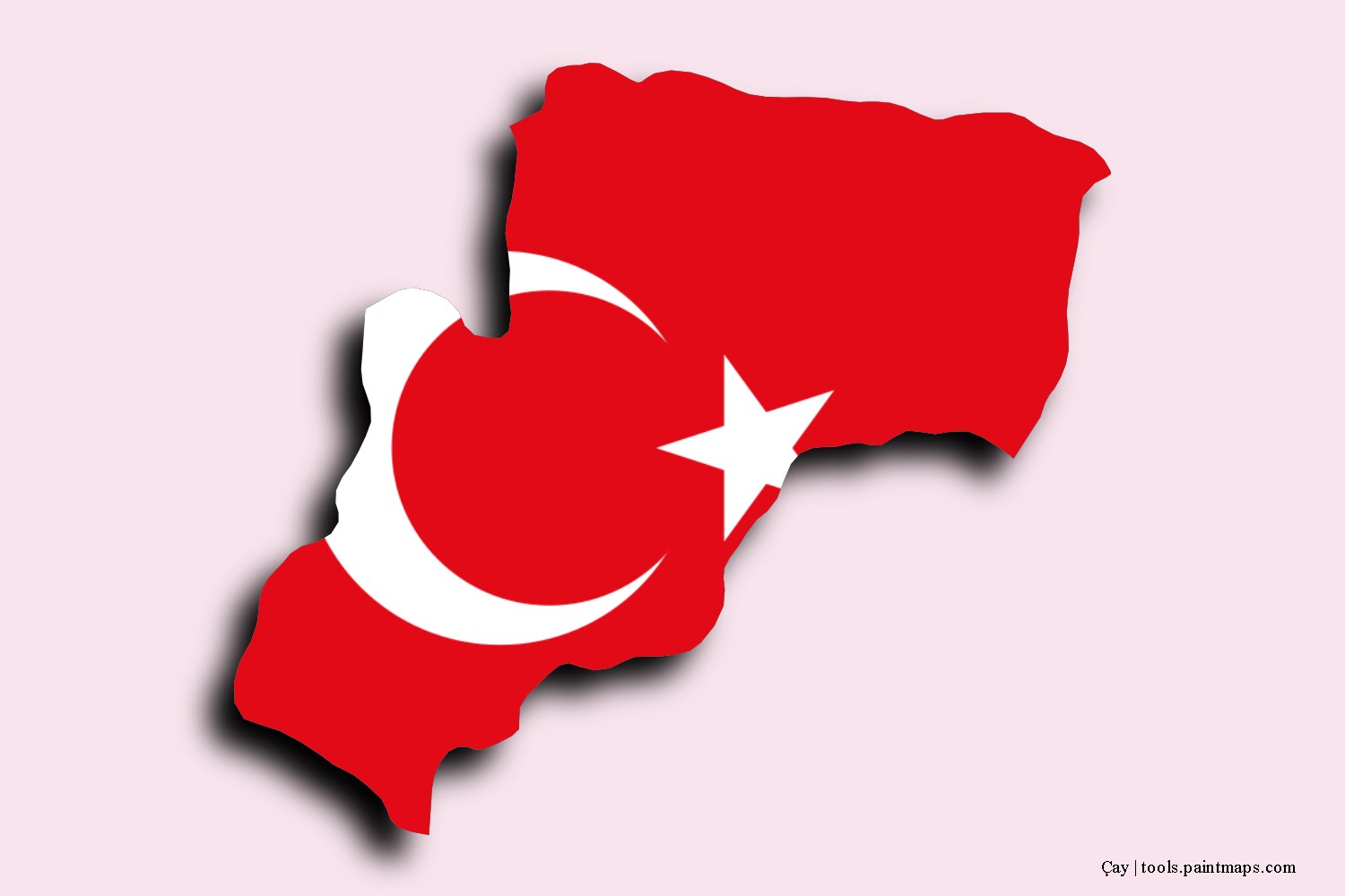 flag map of Çay with 3D shadow effect