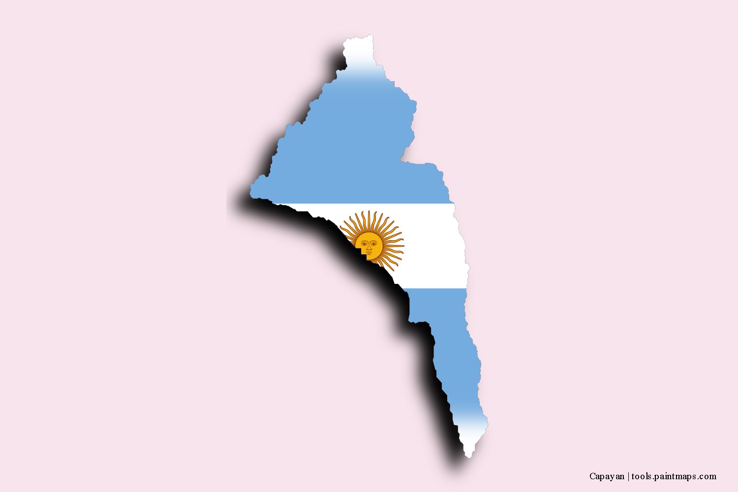 flag map of Capayán with 3D shadow effect