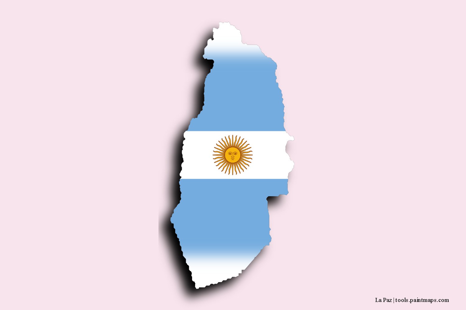 flag map of La Paz with 3D shadow effect