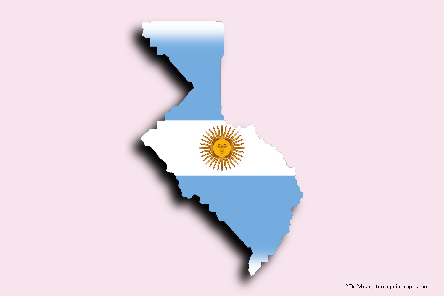 flag map of Primero de Mayo with 3D shadow effect