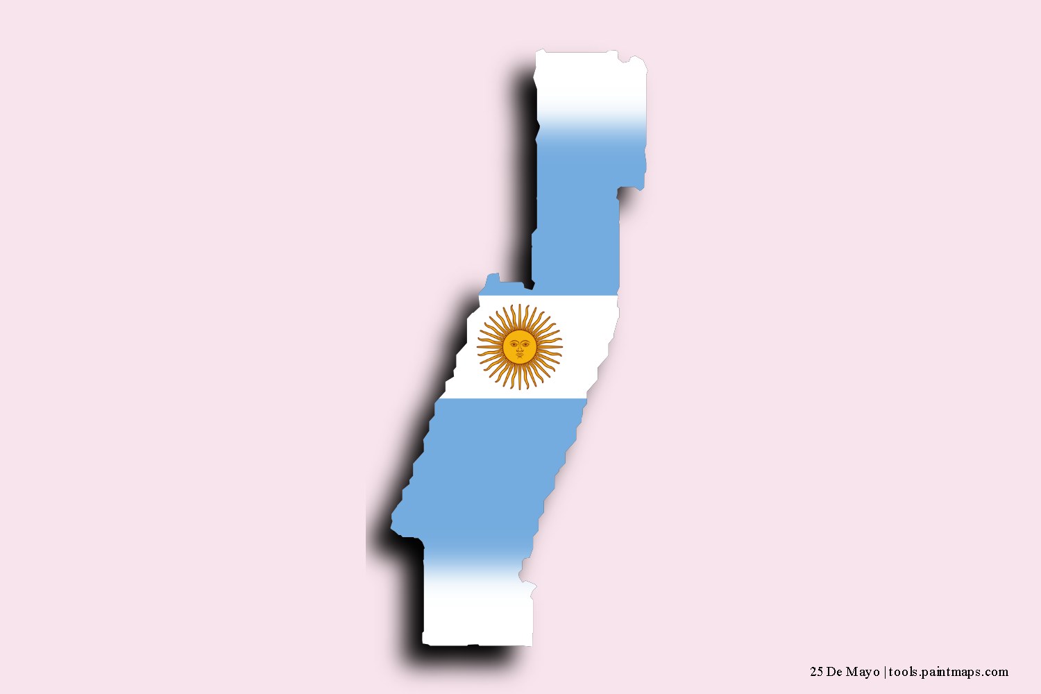 flag map of Veinticinco de Mayo with 3D shadow effect