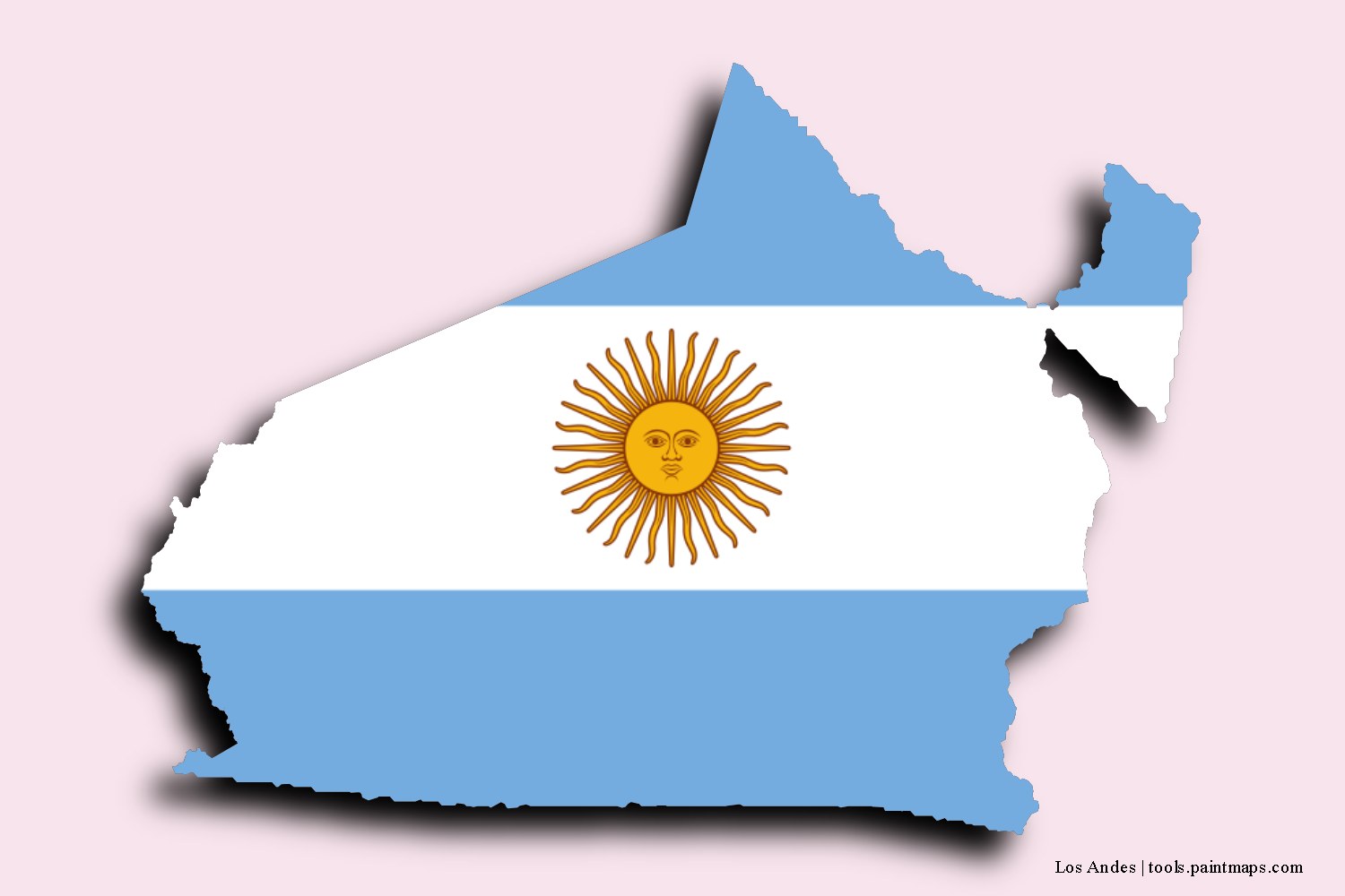 flag map of Los Andes with 3D shadow effect