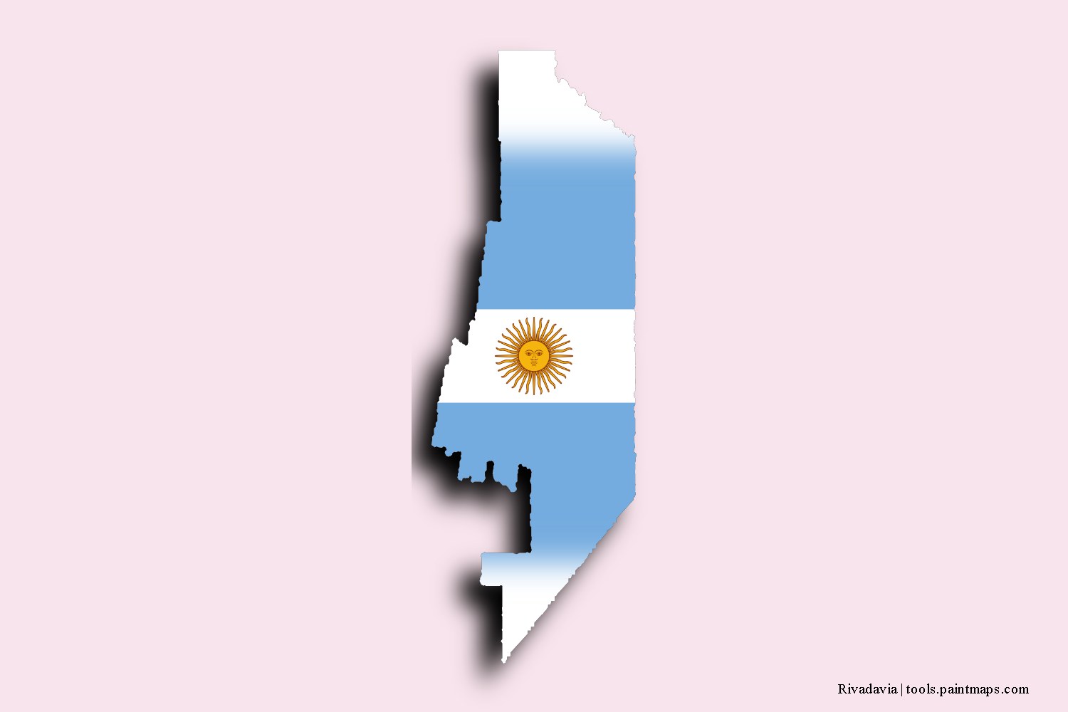 flag map of Rivadavia with 3D shadow effect