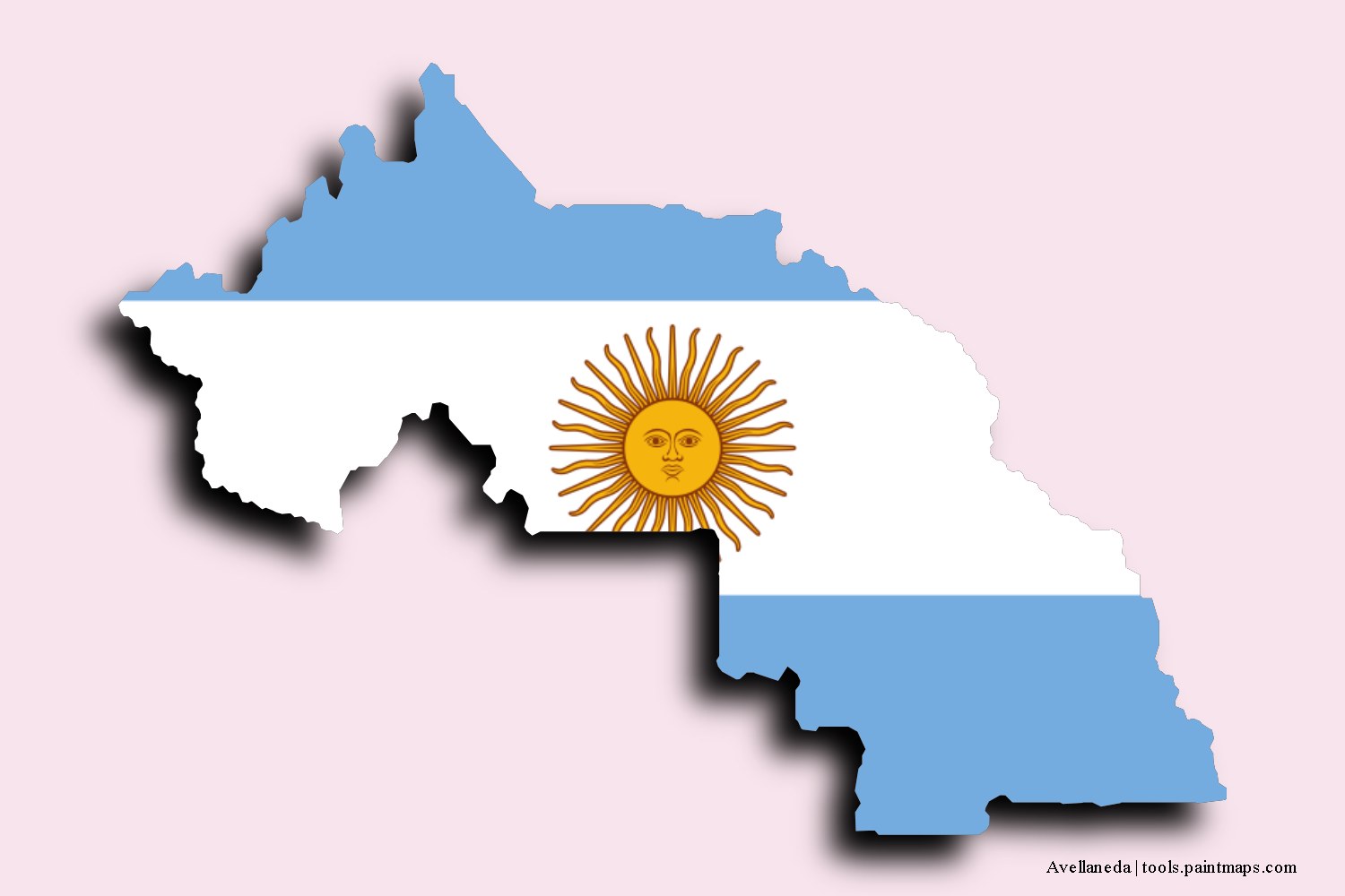 flag map of Avellaneda with 3D shadow effect