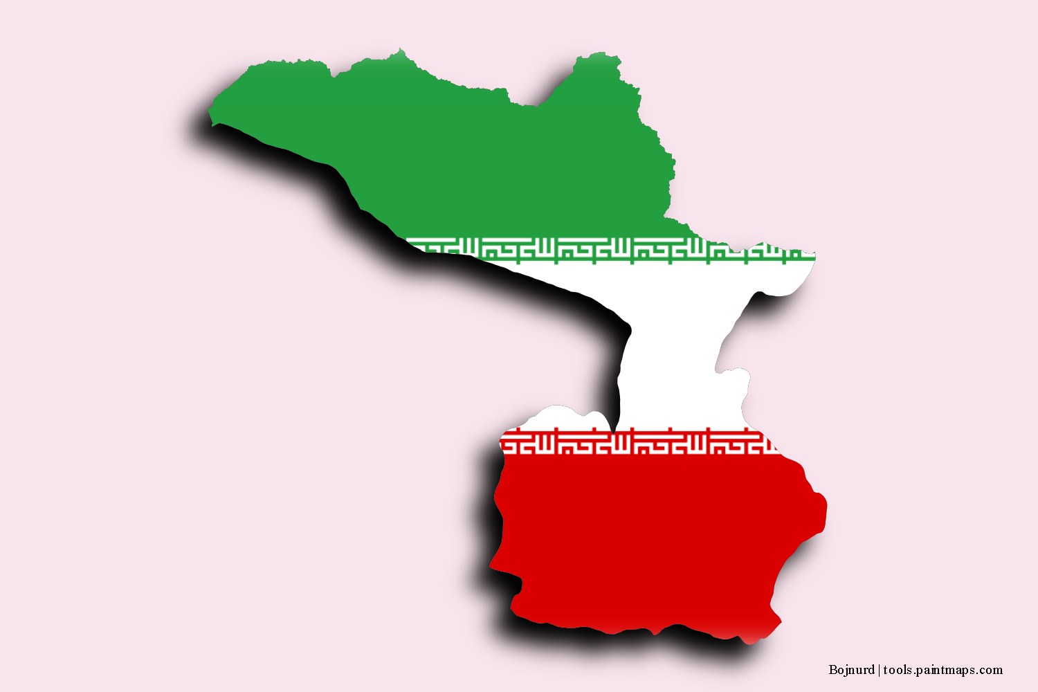 Mapa de la bandera de Bojnurd con efecto de sombra 3D