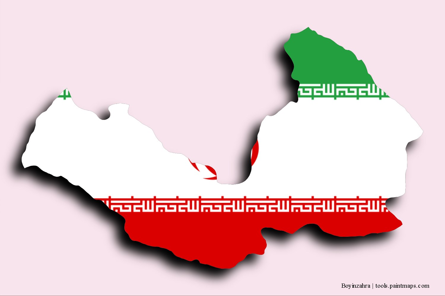 flag map of Boyinzahra with 3D shadow effect