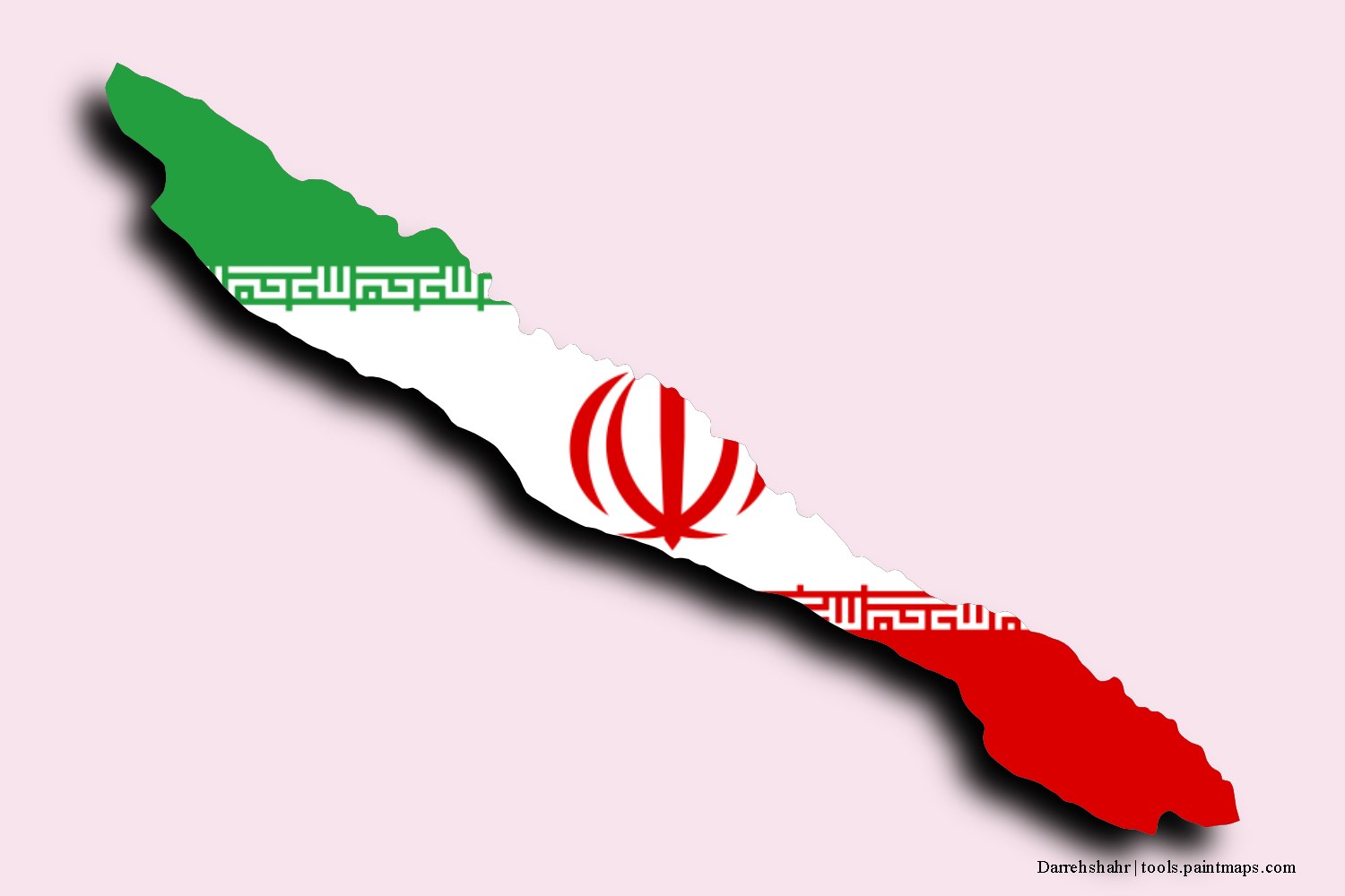 Mapa de la bandera de Darrehshahr con efecto de sombra 3D