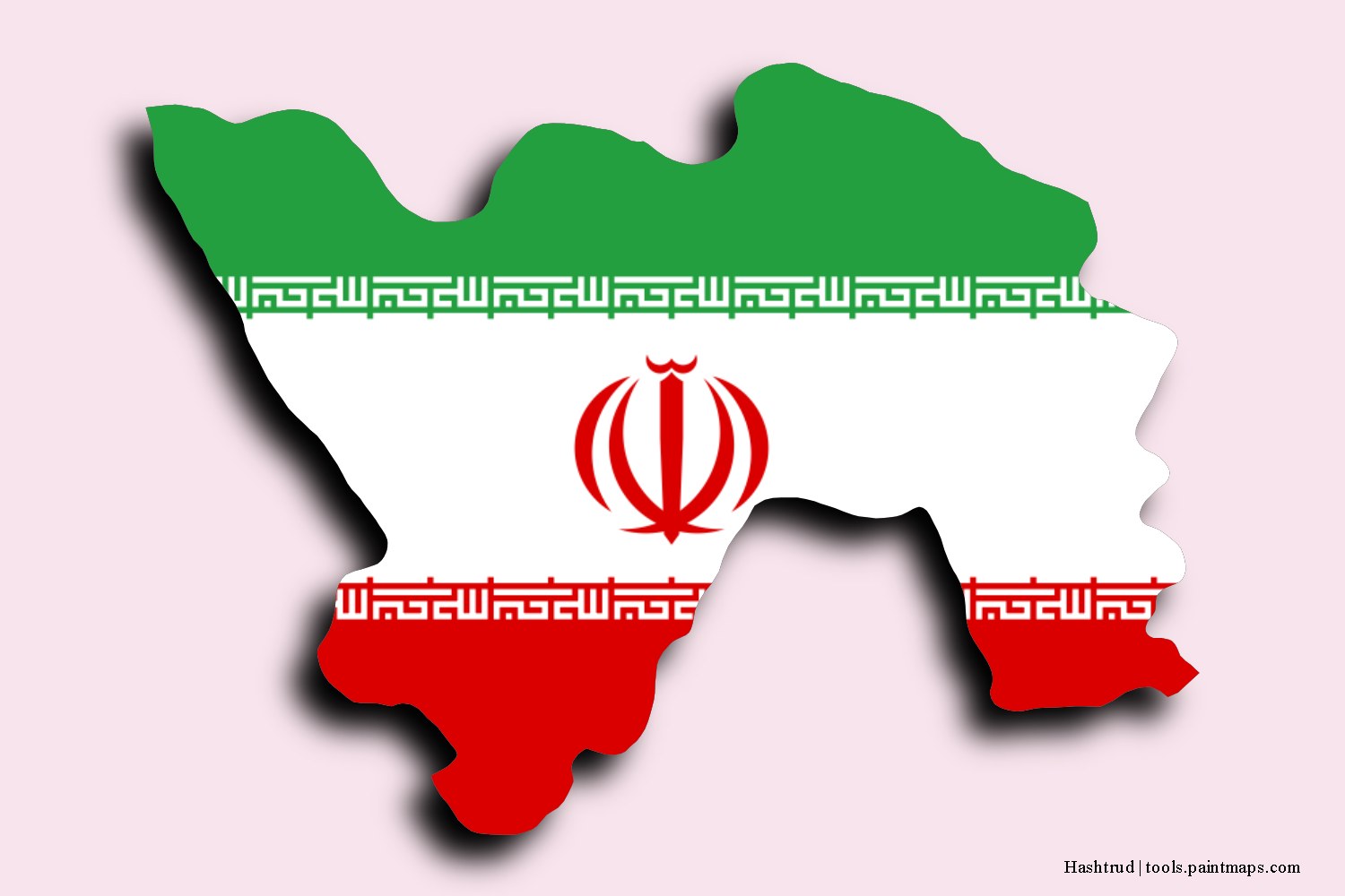 Mapa de la bandera de Hashtrud con efecto de sombra 3D