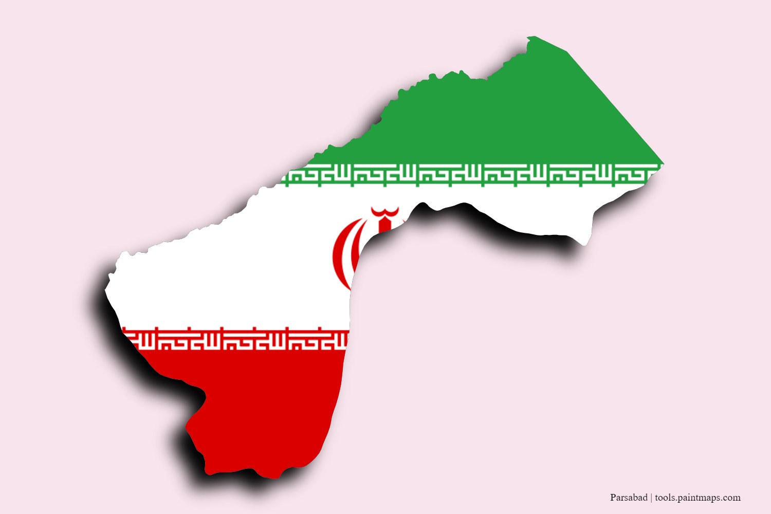 flag map of Parsabad with 3D shadow effect