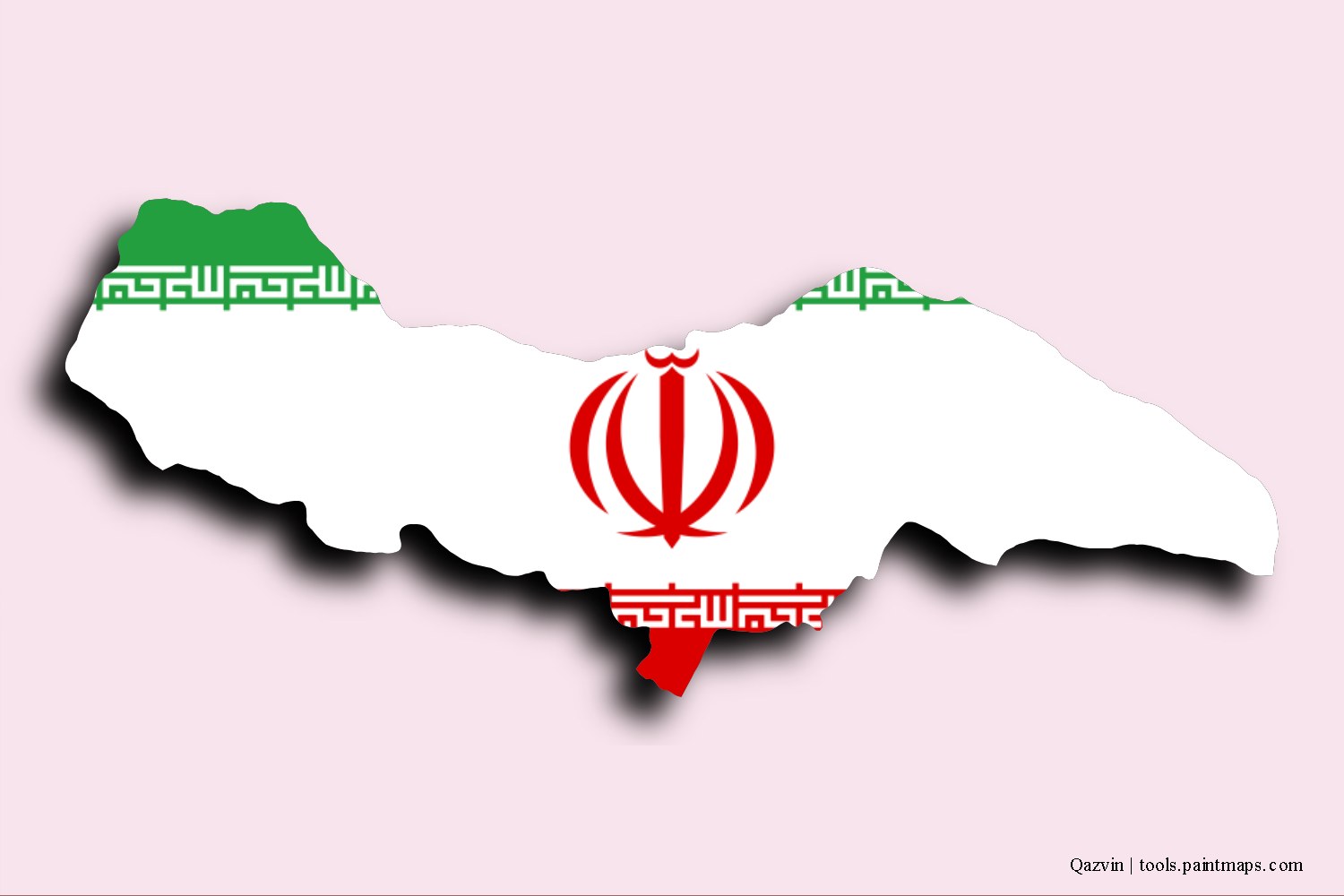 flag map of Qazvin with 3D shadow effect