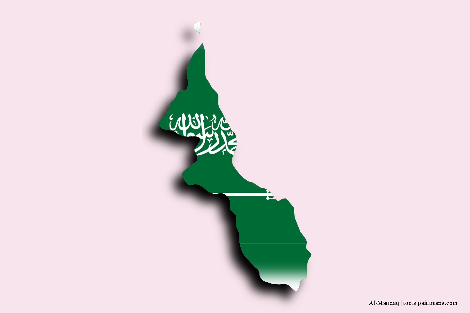 flag map of Al-Mandaq with 3D shadow effect