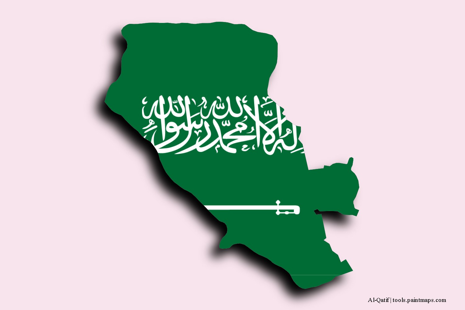 flag map of Al-Qatif with 3D shadow effect