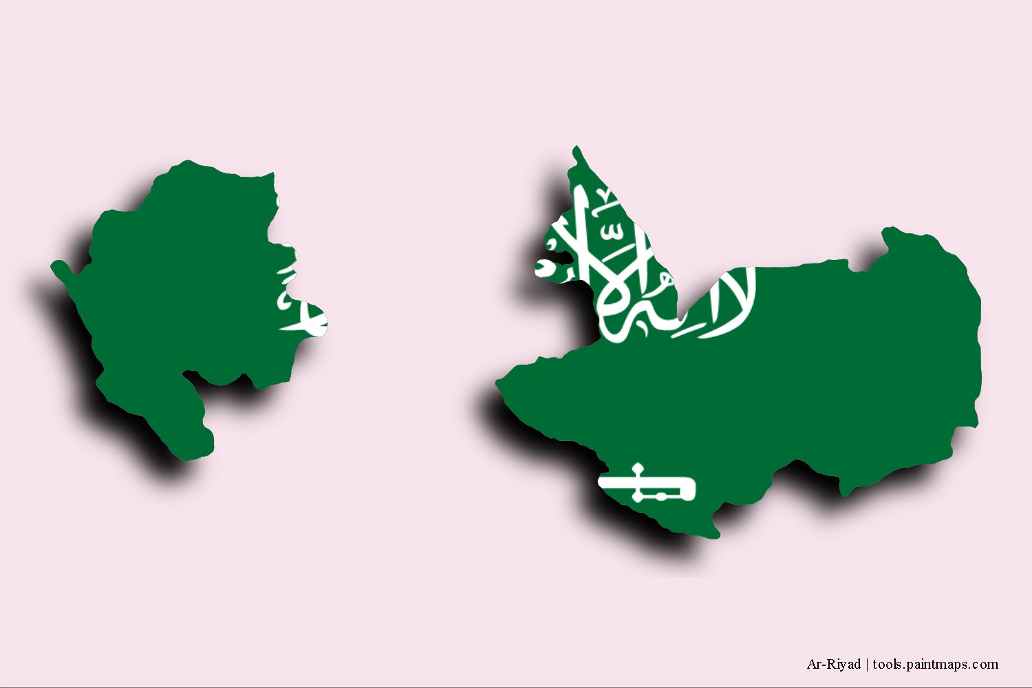 Mapa de la bandera de Ar-Riyad con efecto de sombra 3D