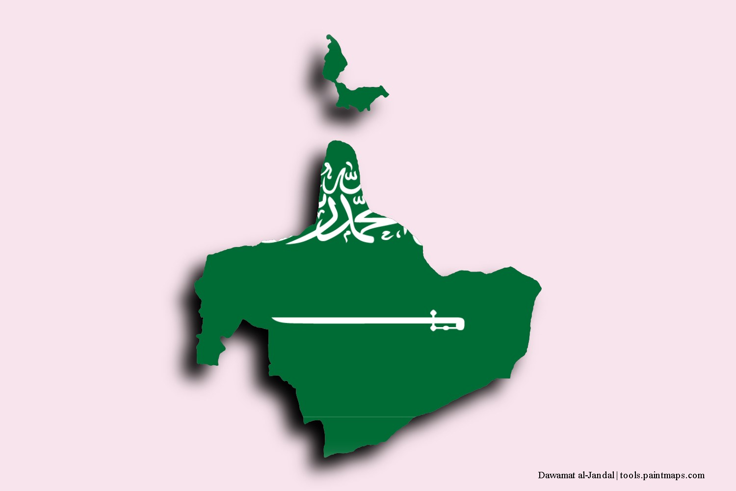 Mapa de la bandera de Dawamat al-Jandal con efecto de sombra 3D