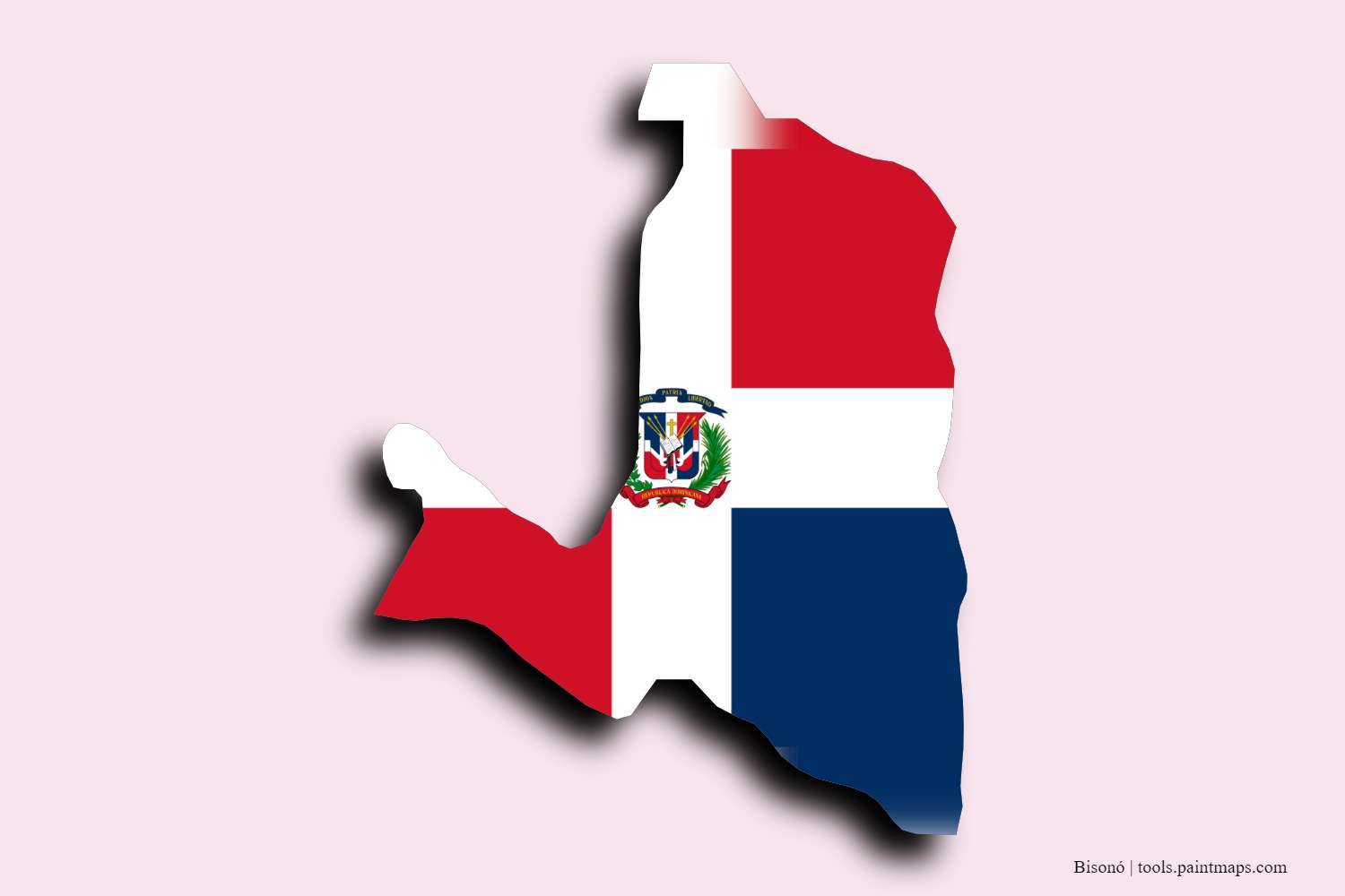 Mapa de la bandera de Bisonó con efecto de sombra 3D