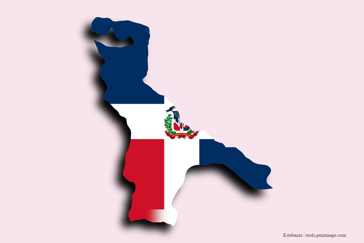 flag map of Estebanía with 3D shadow effect