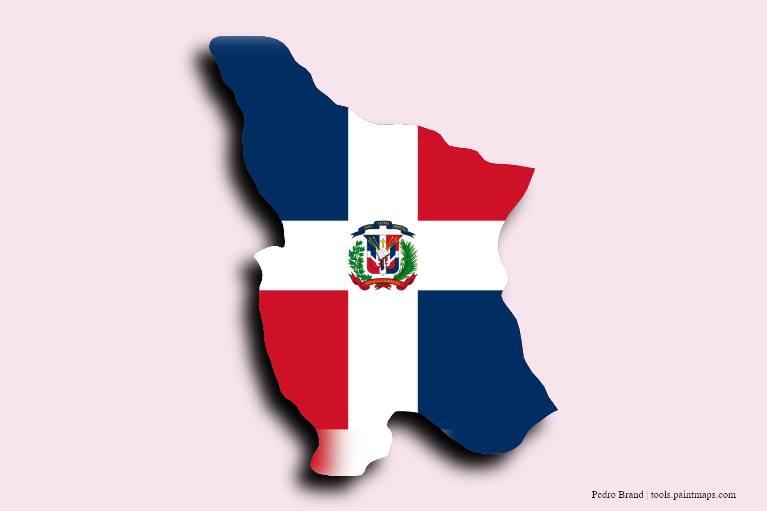 flag map of Pedro Brand with 3D shadow effect