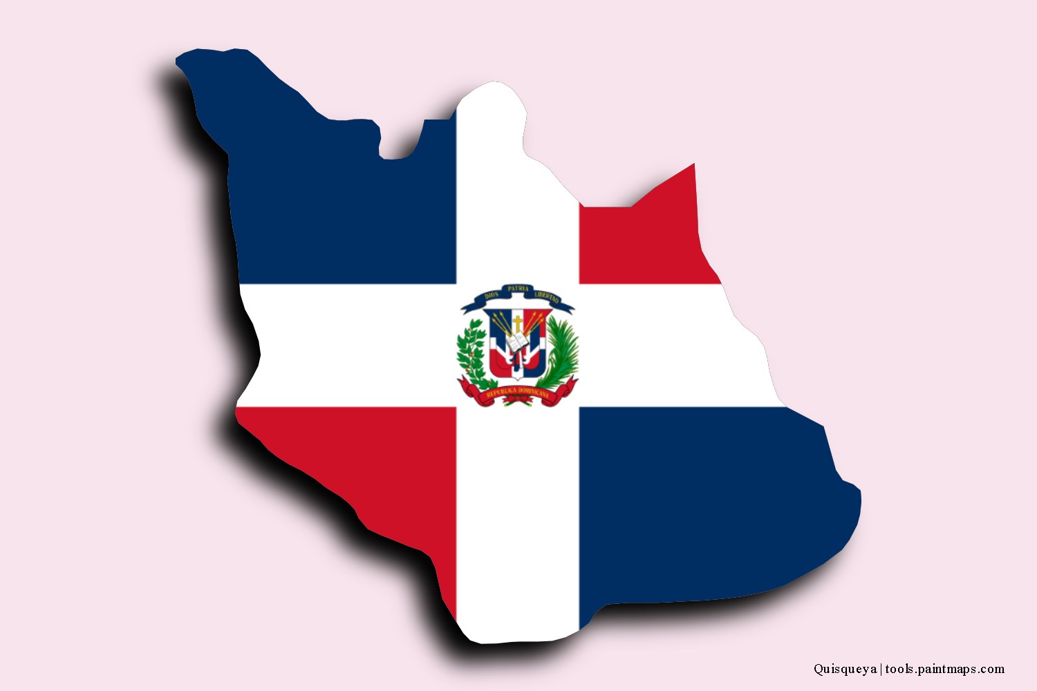 Mapa de la bandera de Quisqueya con efecto de sombra 3D