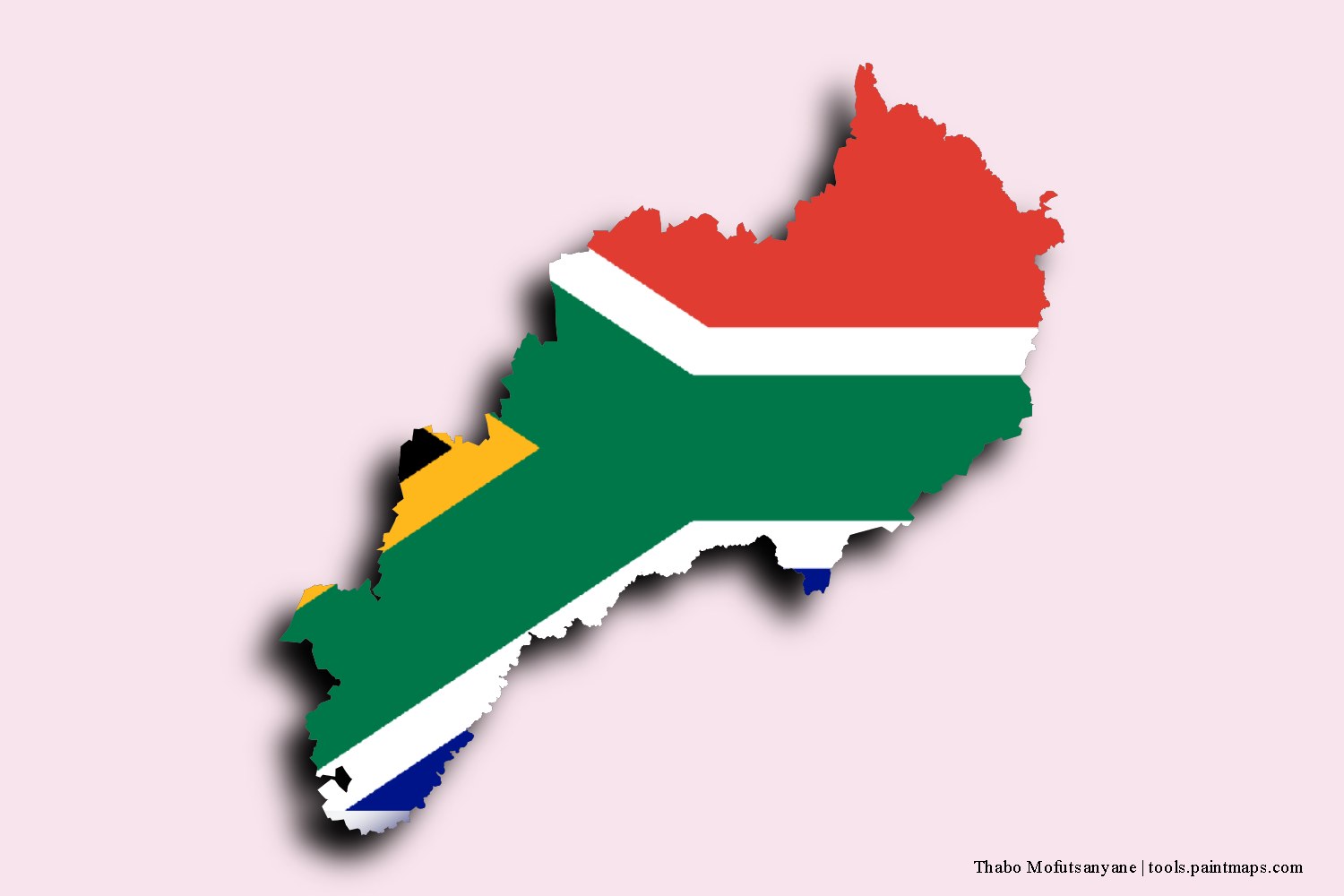 flag map of Thabo Mofutsanyane with 3D shadow effect