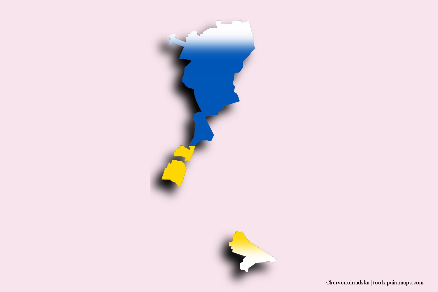 Mapa de la bandera de Chervonohradska con efecto de sombra 3D