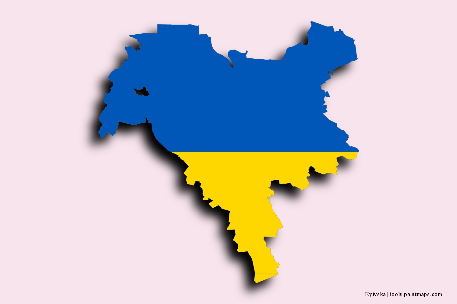 Mapa de la bandera de Kyivska con efecto de sombra 3D