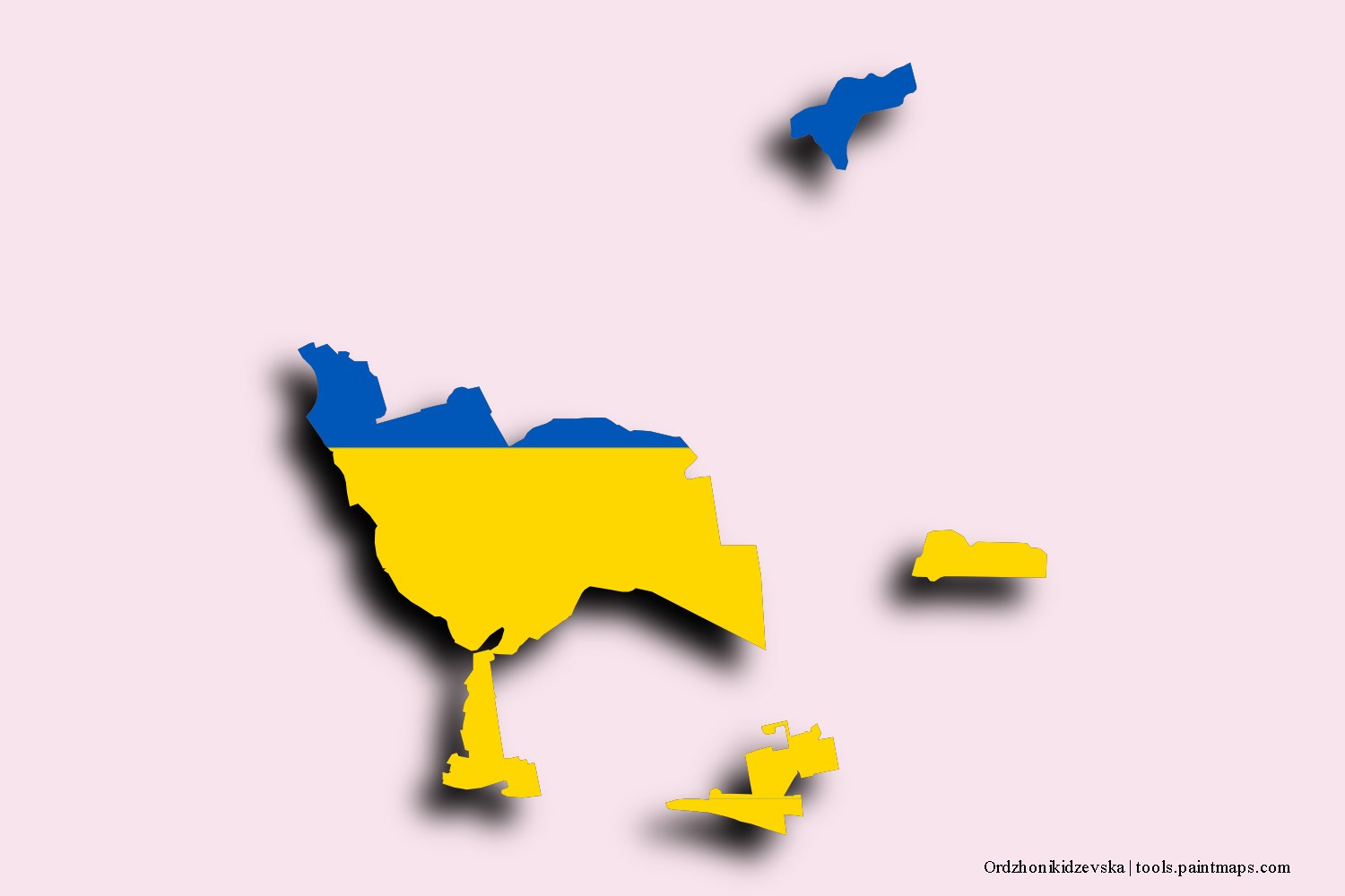 Mapa de la bandera de Ordzhonikidzevska con efecto de sombra 3D