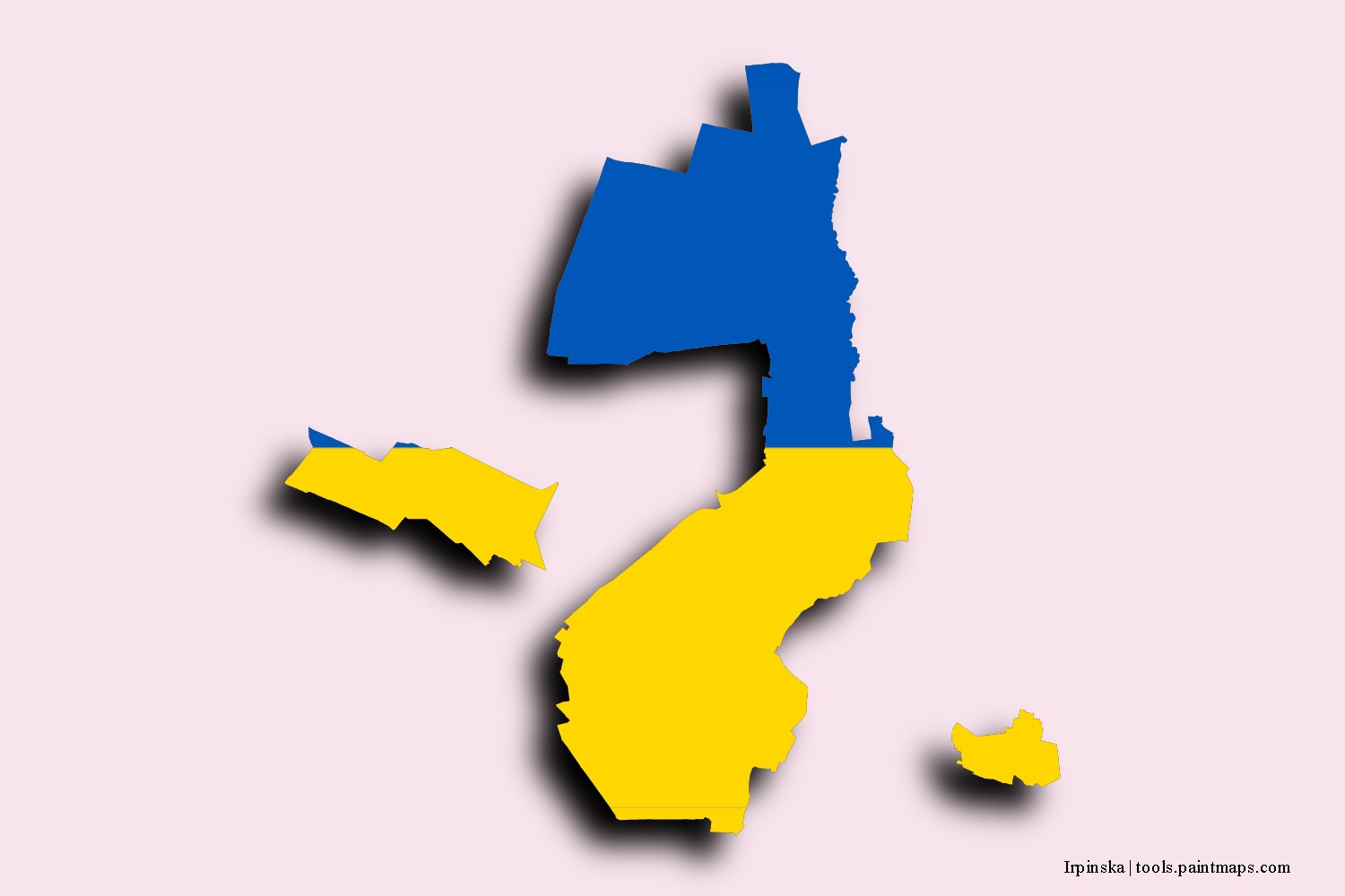 Mapa de la bandera de Irpinska con efecto de sombra 3D