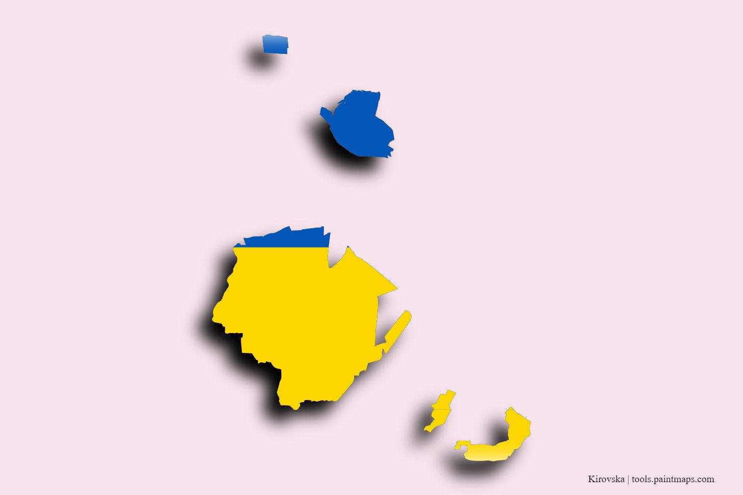 Mapa de la bandera de Kirovska con efecto de sombra 3D