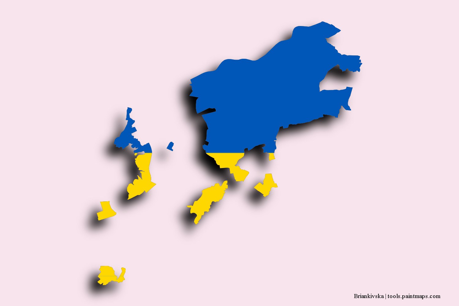 Mapa de la bandera de Briankivska con efecto de sombra 3D