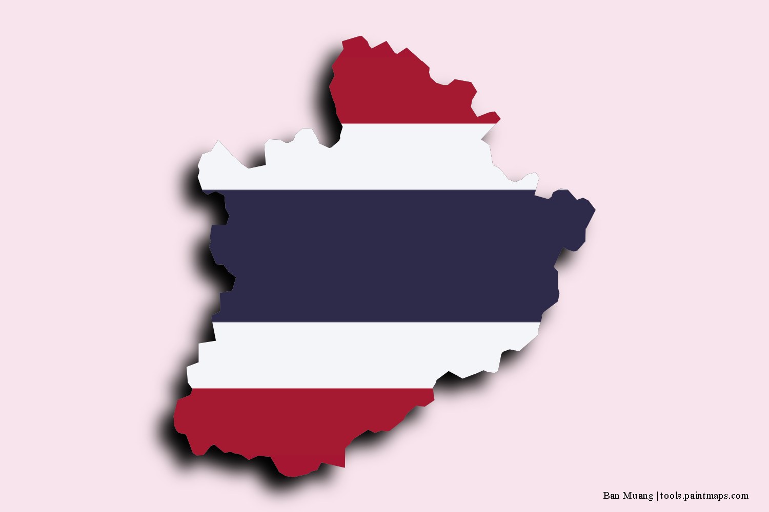 flag map of Ban Muang with 3D shadow effect