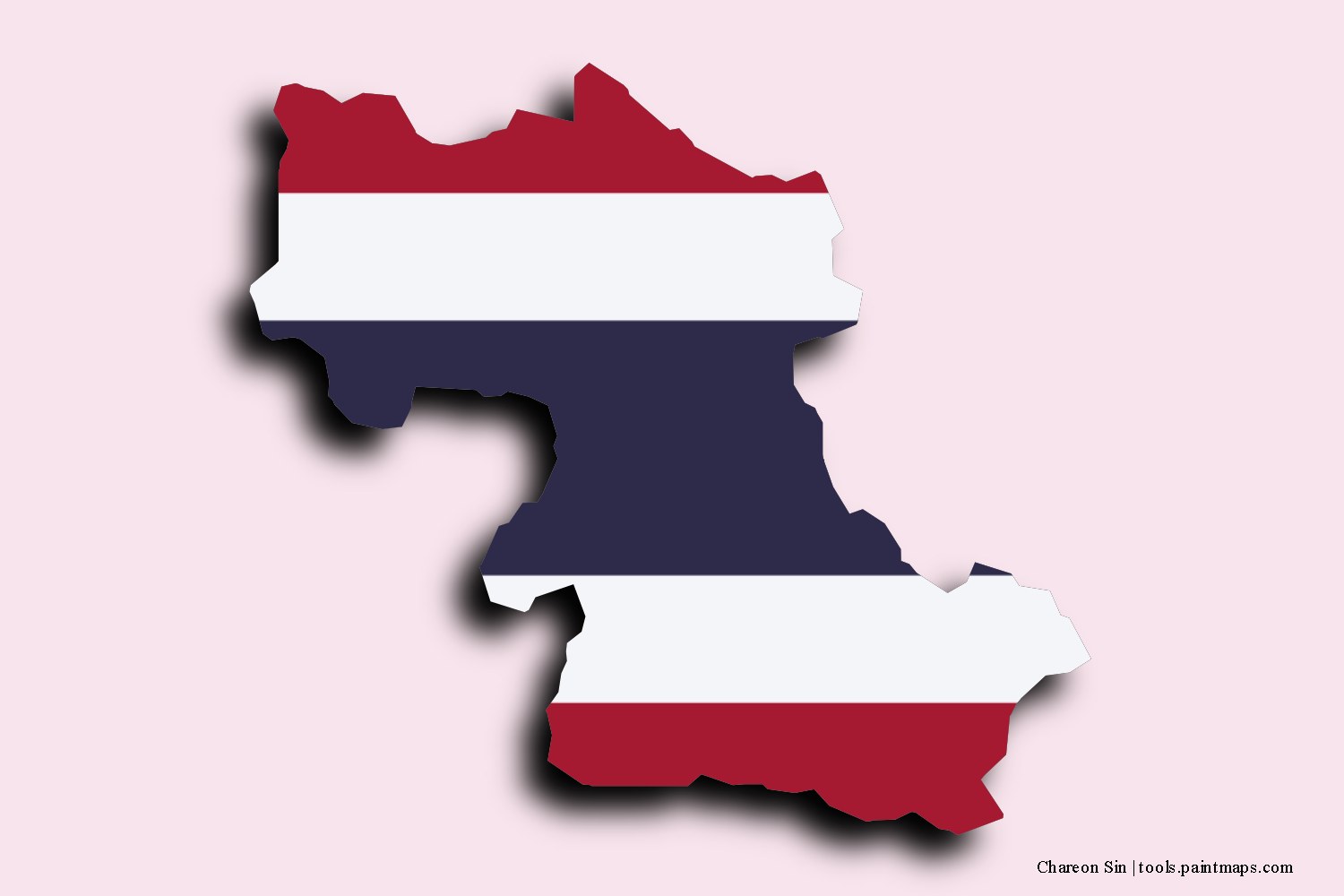 flag map of Charoen Sin with 3D shadow effect