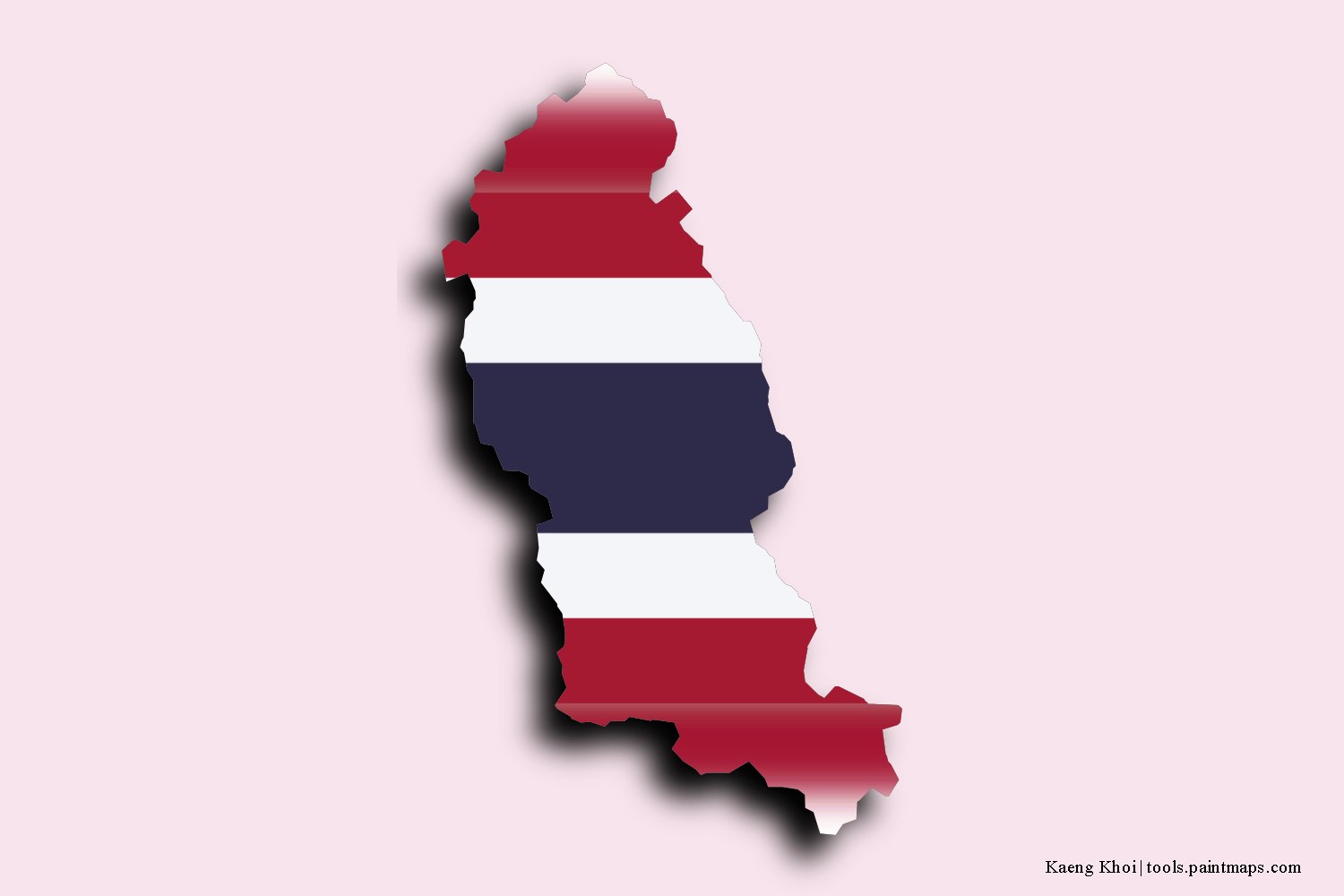 flag map of Kaeng Khoi with 3D shadow effect