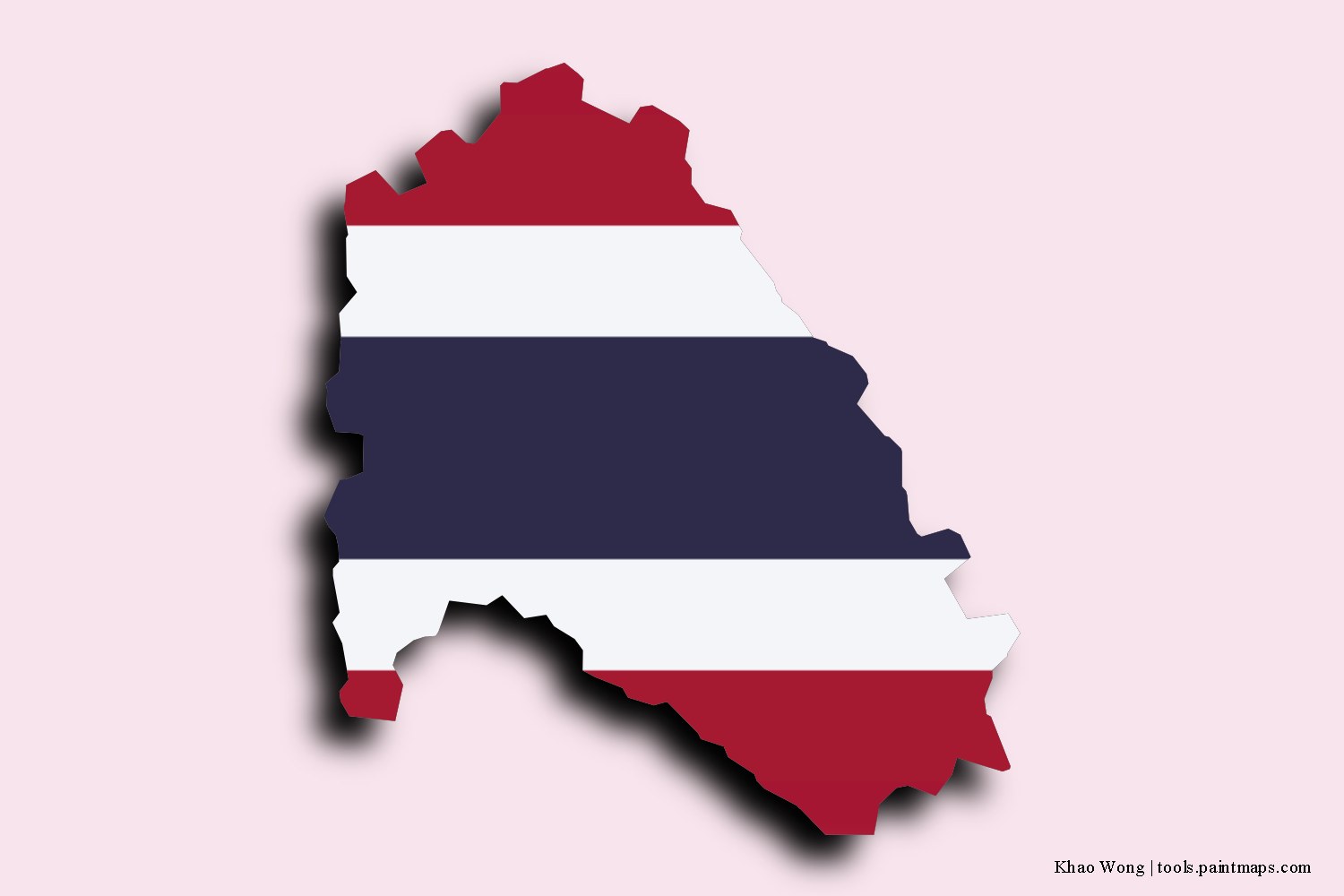 flag map of Khao Wong with 3D shadow effect