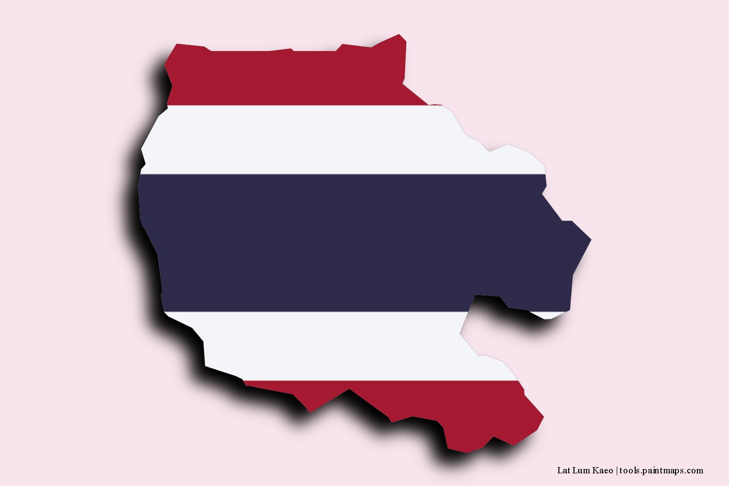 flag map of Lat Lum Kaeo with 3D shadow effect