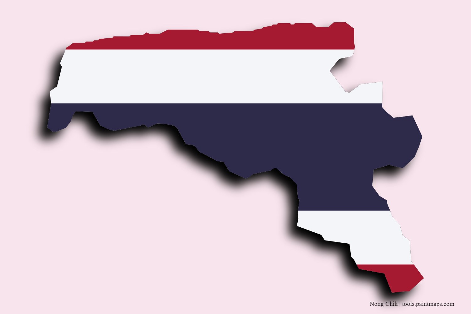 flag map of Nong Chik with 3D shadow effect