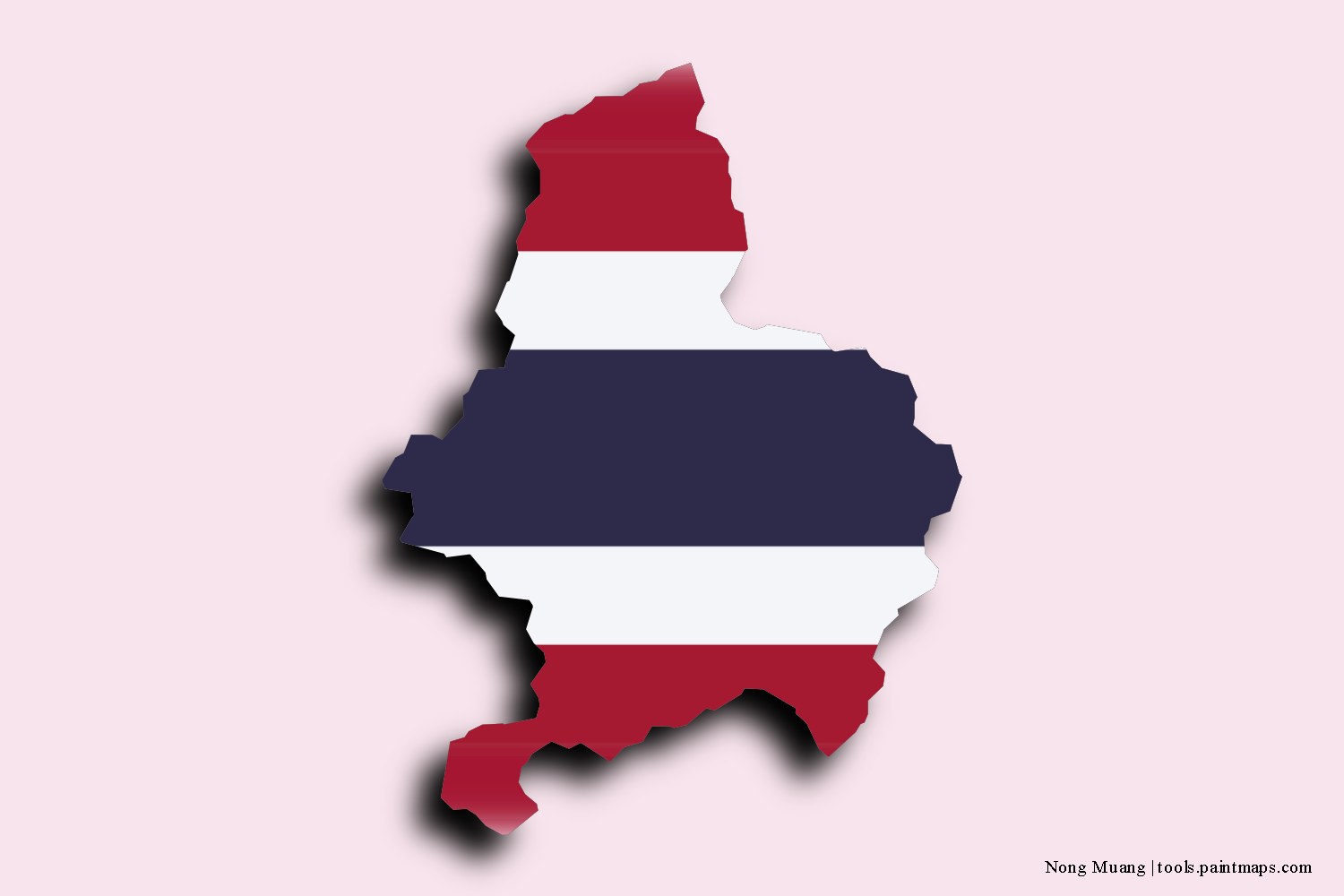 flag map of Nong Muang with 3D shadow effect