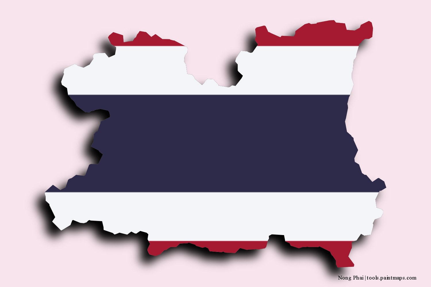 flag map of Nong Phai with 3D shadow effect