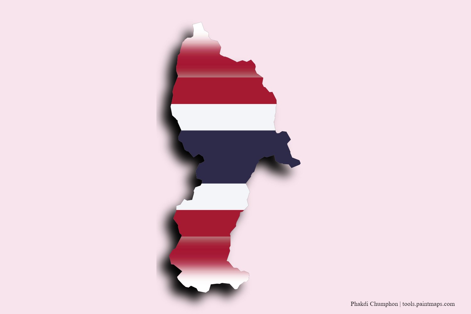 flag map of Phakdi Chumphon with 3D shadow effect