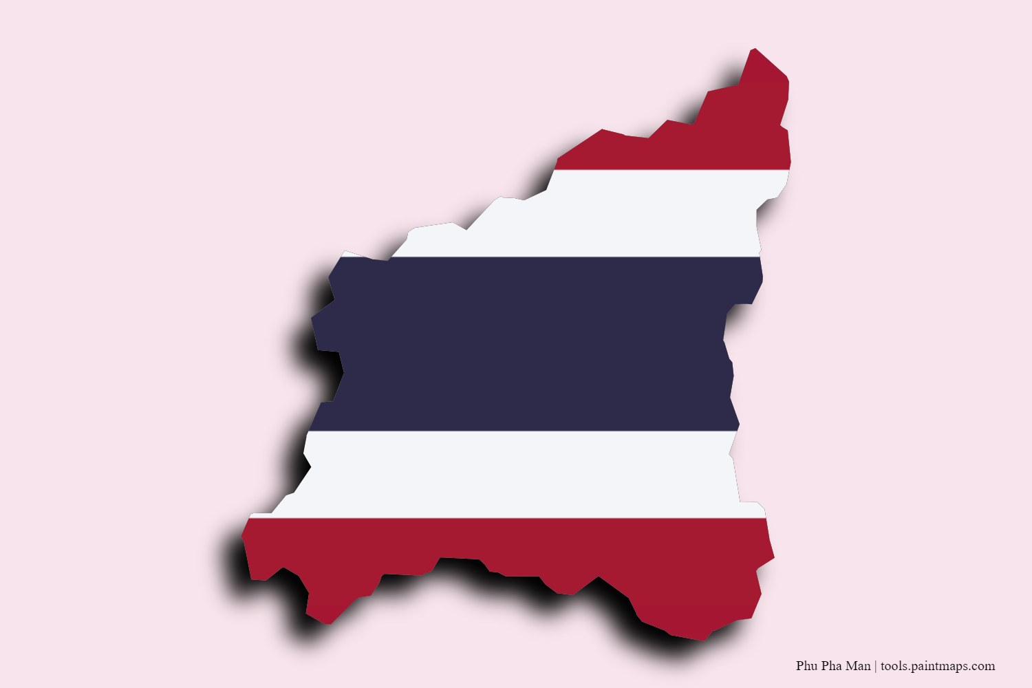 flag map of Phu Pha Man with 3D shadow effect