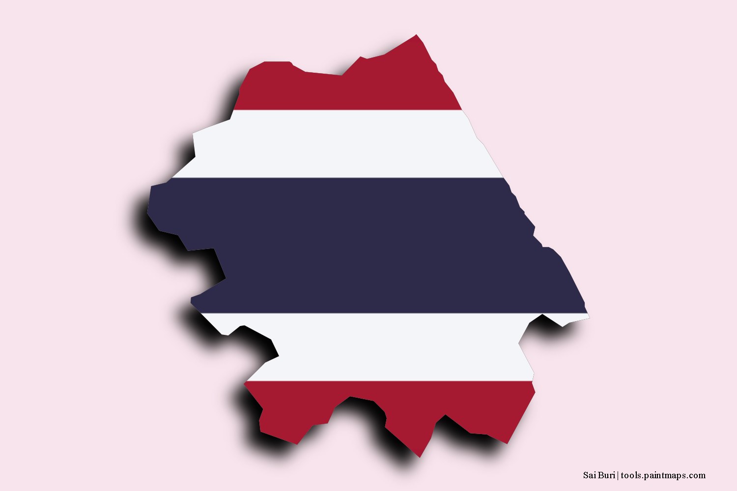 flag map of Sai Buri with 3D shadow effect