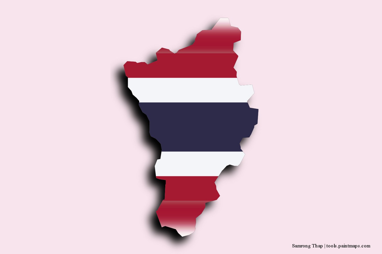 flag map of Samrong Thap with 3D shadow effect