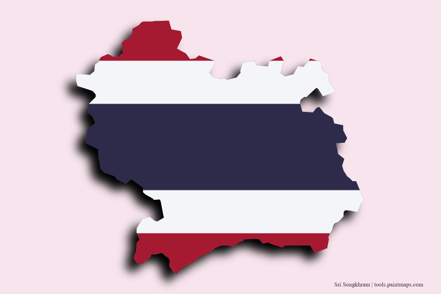 flag map of Si Songkhram with 3D shadow effect