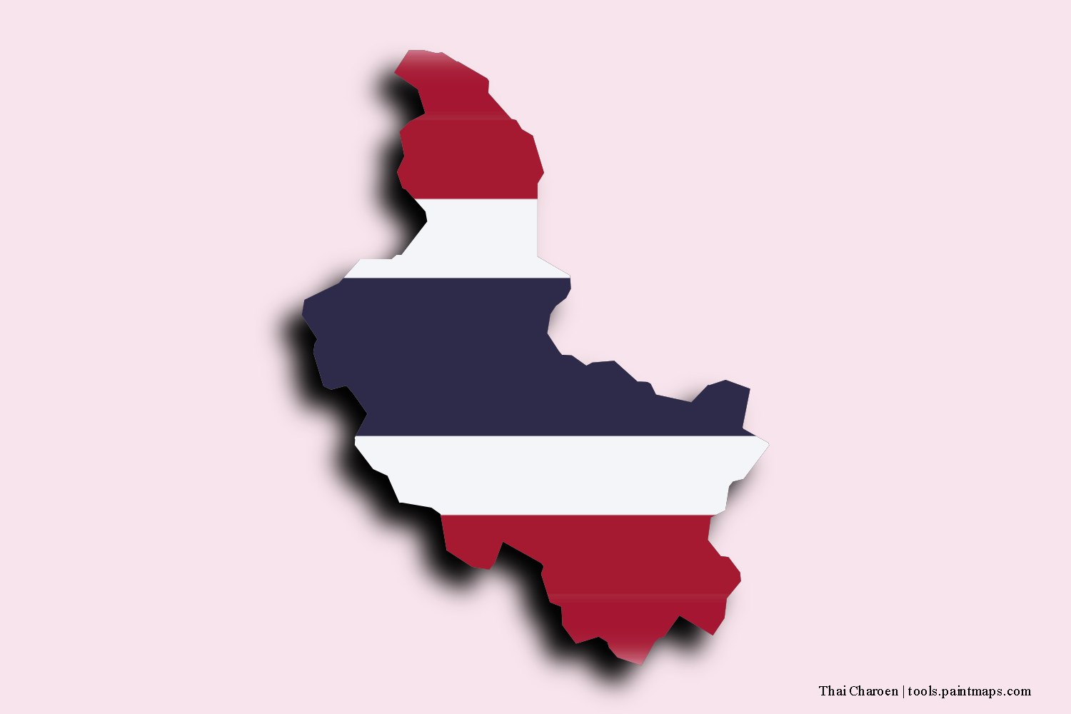 Mapa de la bandera de Thai Charoen con efecto de sombra 3D