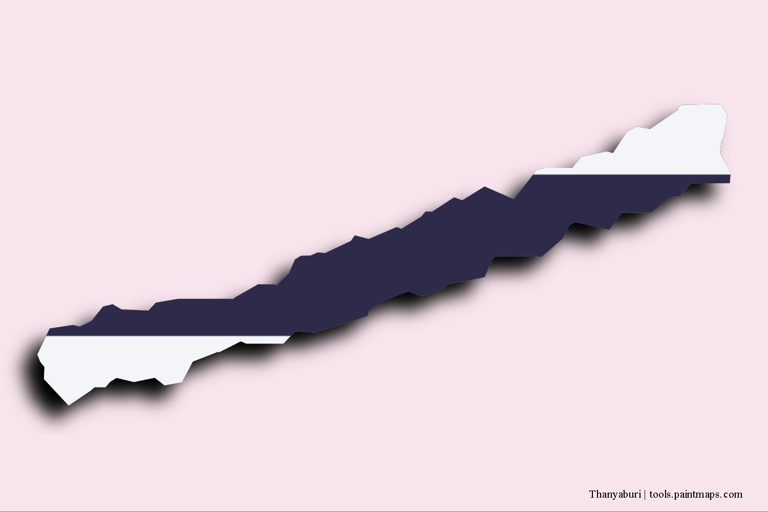 flag map of Thanyaburi with 3D shadow effect