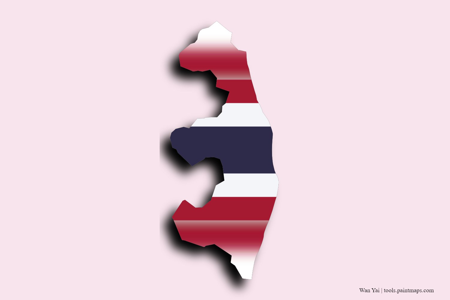 flag map of Wan Yai with 3D shadow effect