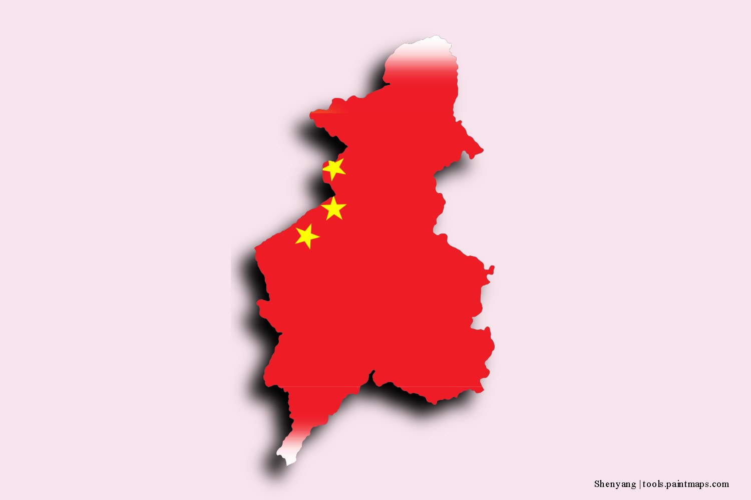 flag map of Shenyang with 3D shadow effect