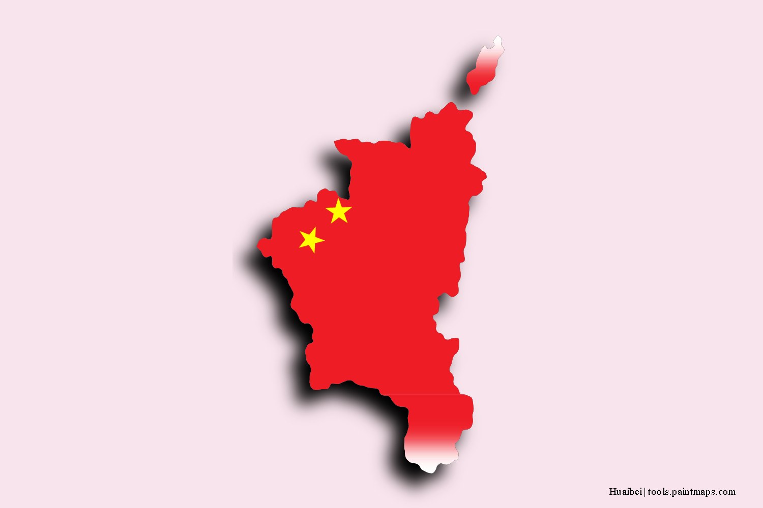 flag map of Huaibei with 3D shadow effect