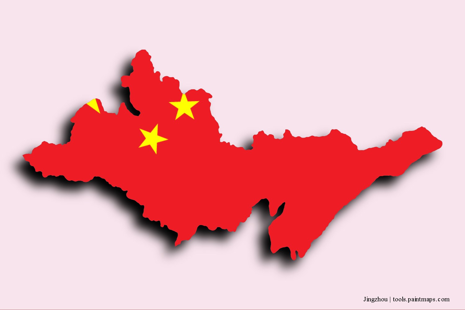 flag map of Jingzhou with 3D shadow effect